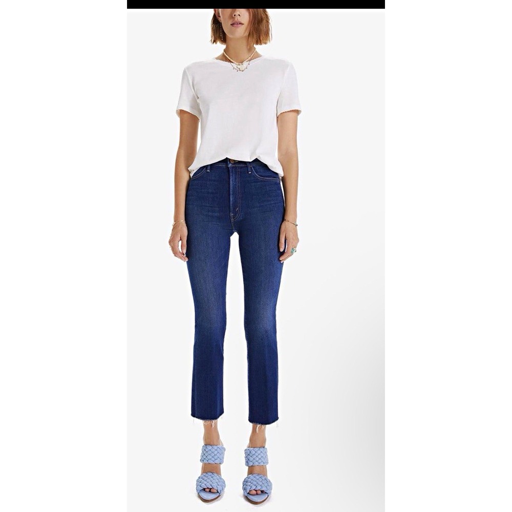 MOTHER Hustler Ankle Fray Jeans 29 Home Movies High Rise Flare Raw Hem